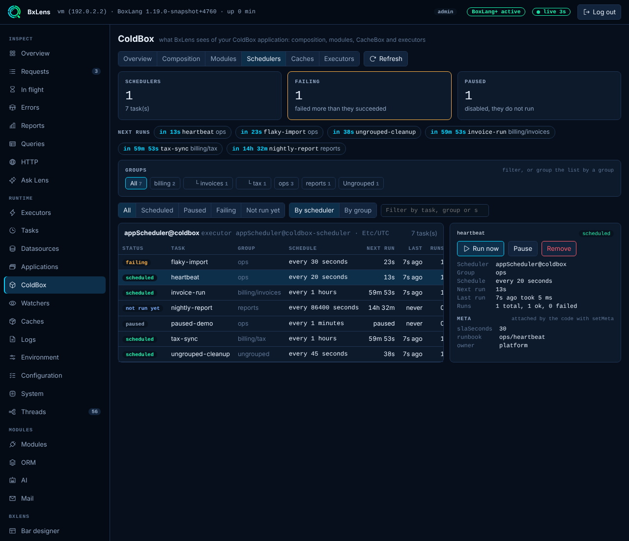 ColdBox schedulers and tasks