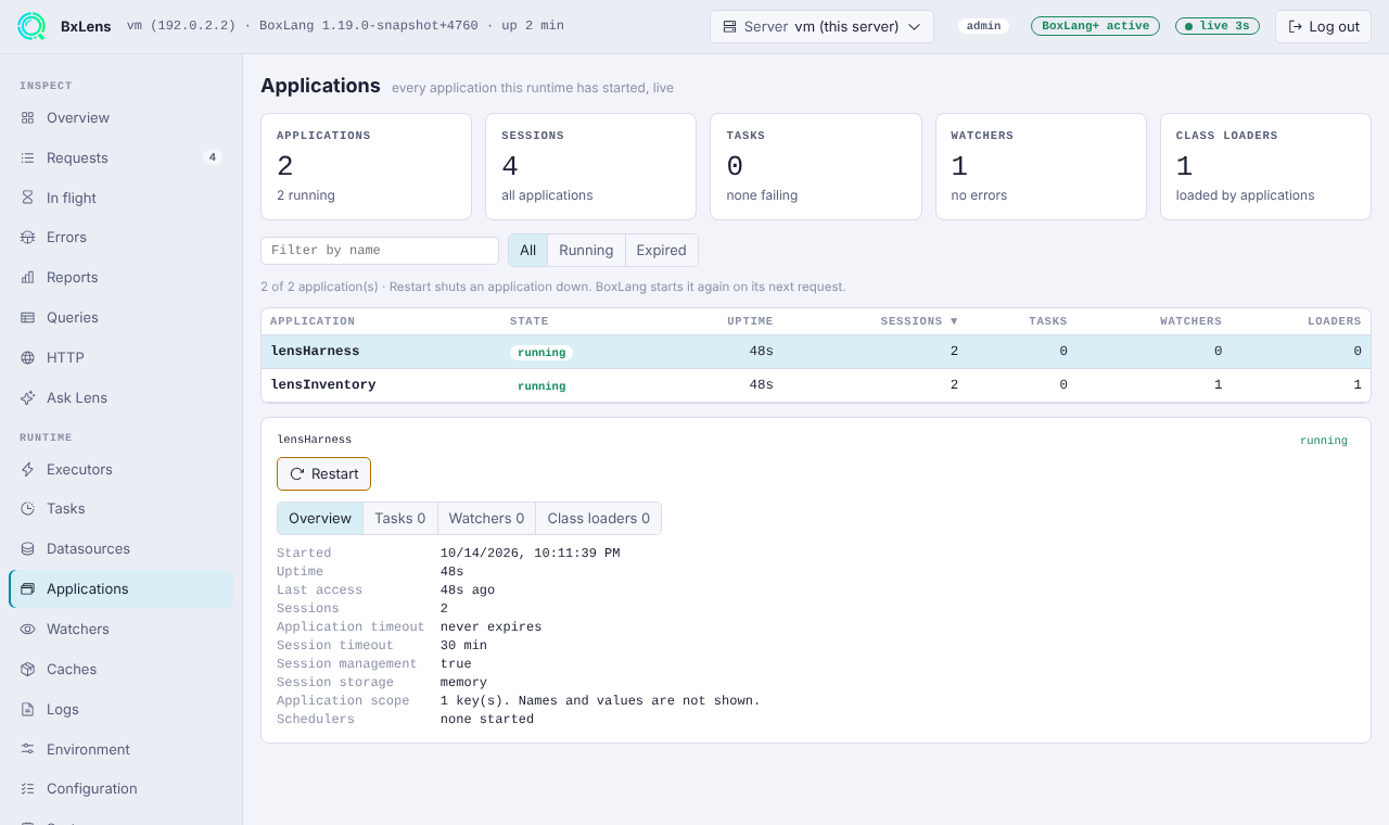 The Applications page