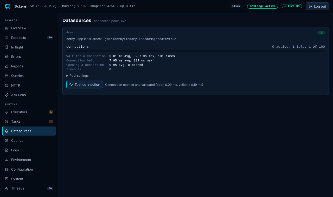 The Datasources page