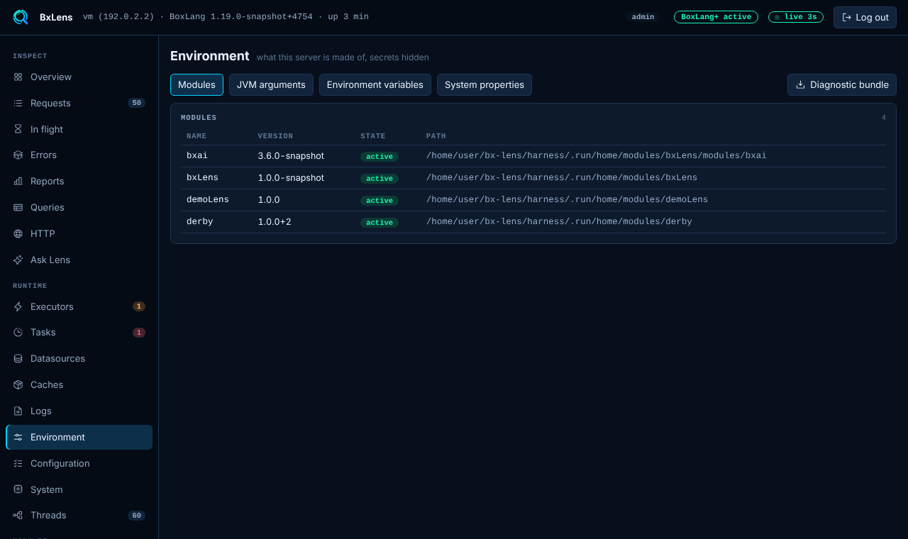 The Environment page