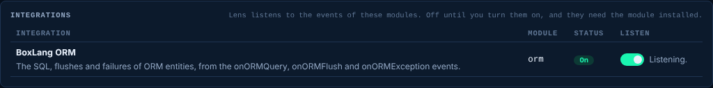 The Integrations section