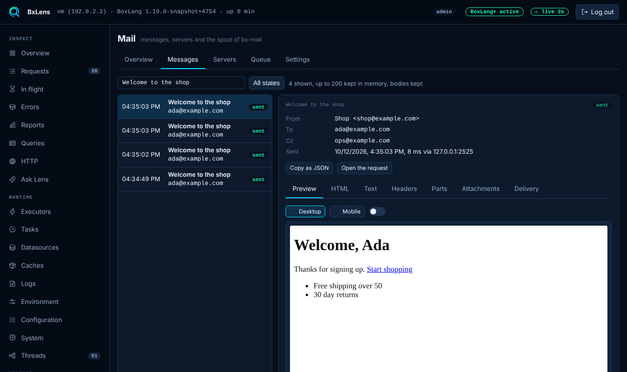The Mail viewer with a message preview
