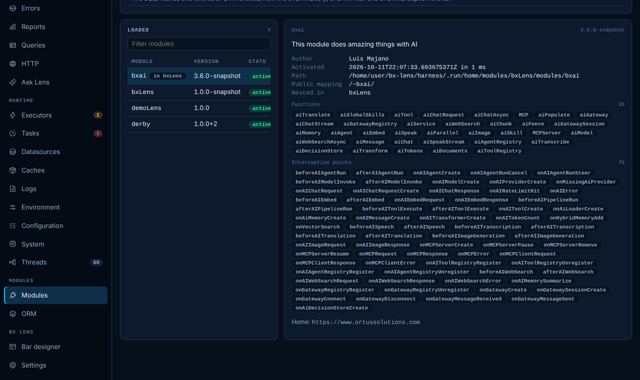 The Modules page