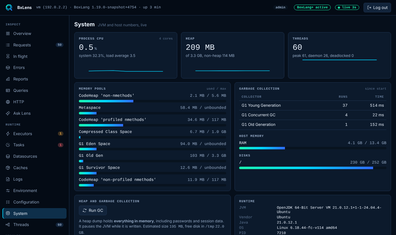 The System page