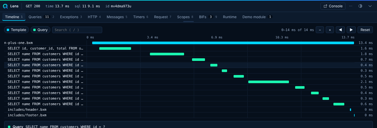 The Timeline waterfall